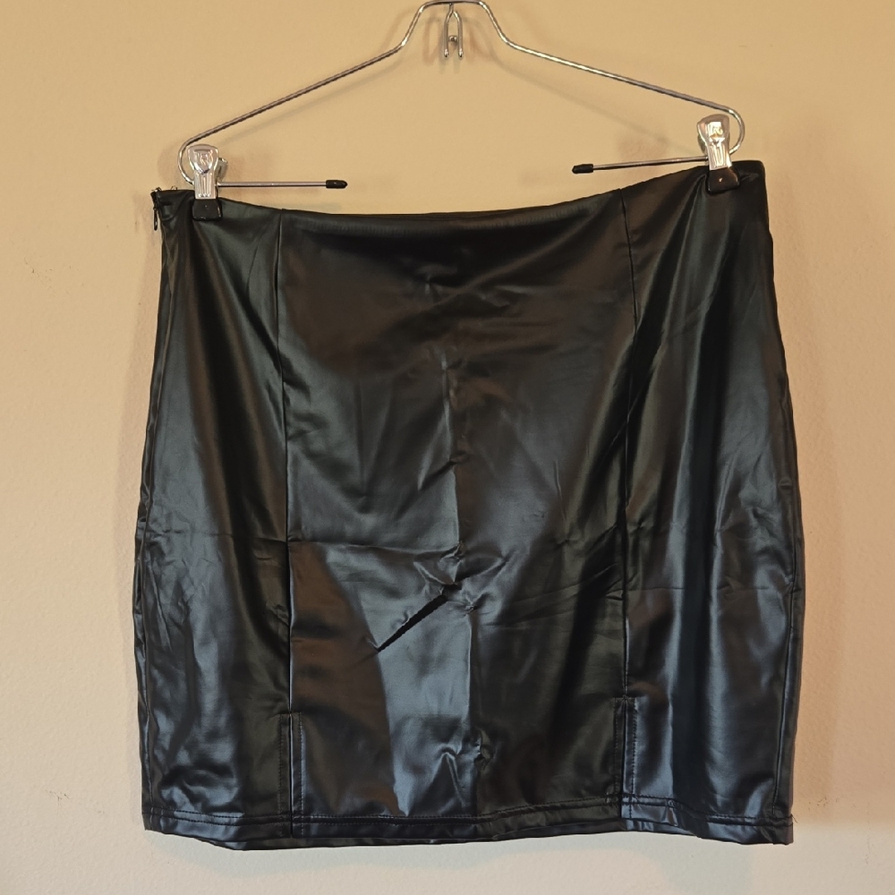 Black Faux Leather Skirt